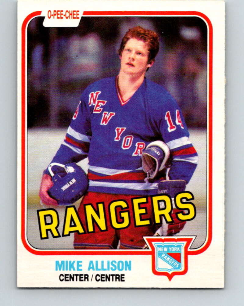 1981-82 O-Pee-Chee #221 Mike Allison  RC Rookie New York Rangers  V31063