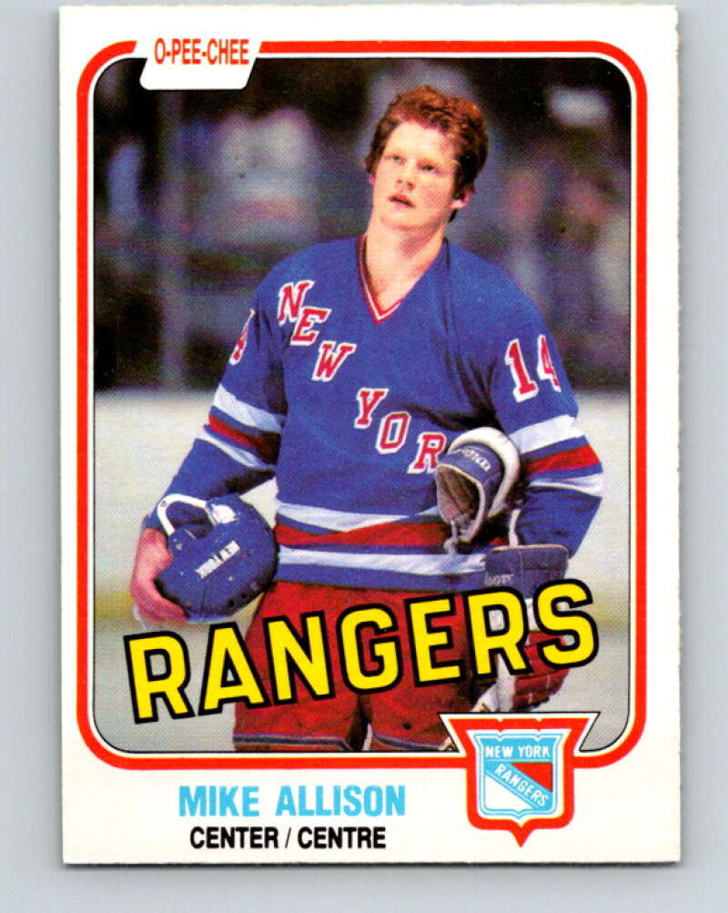 1981-82 O-Pee-Chee #221 Mike Allison  RC Rookie New York Rangers  V31064