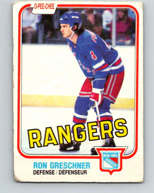 1981-82 O-Pee-Chee #224 Ron Greschner  New York Rangers  V31076