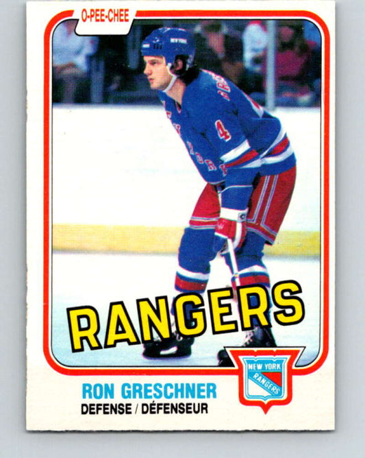 1981-82 O-Pee-Chee #224 Ron Greschner  New York Rangers  V31077