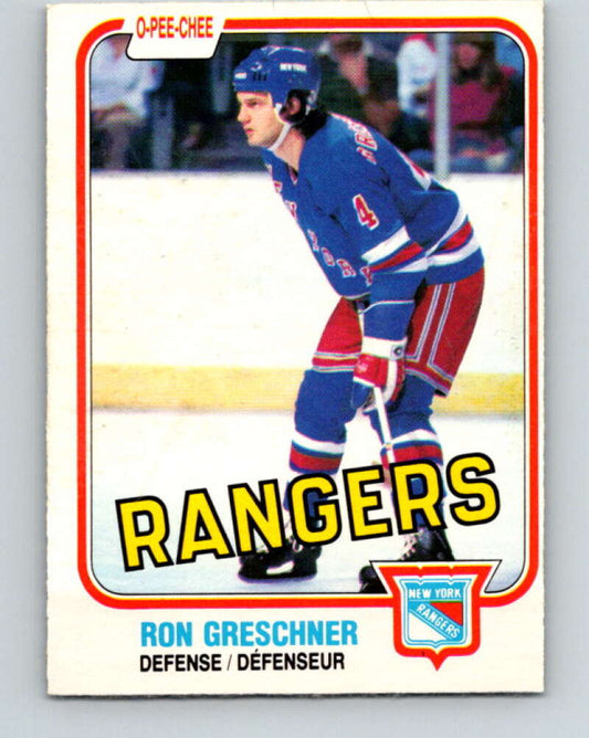 1981-82 O-Pee-Chee #224 Ron Greschner  New York Rangers  V31079