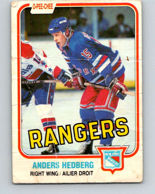 1981-82 O-Pee-Chee #225 Anders Hedberg  New York Rangers  V31081