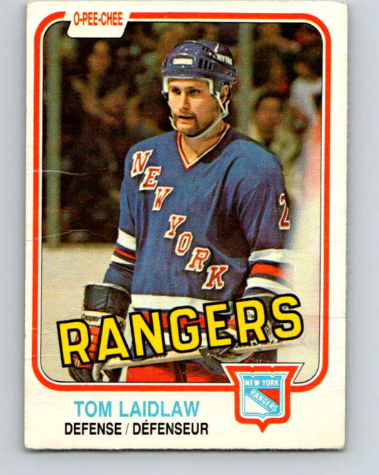 1981-82 O-Pee-Chee #234 Tom Laidlaw  RC Rookie New York Rangers  V31164