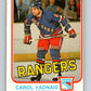 1981-82 O-Pee-Chee #236 Carol Vadnais  New York Rangers  V31182