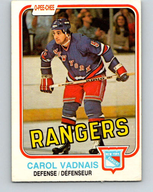 1981-82 O-Pee-Chee #236 Carol Vadnais  New York Rangers  V31184