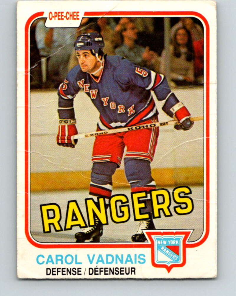 1981-82 O-Pee-Chee #236 Carol Vadnais  New York Rangers  V31185