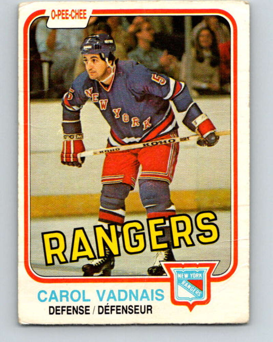 1981-82 O-Pee-Chee #236 Carol Vadnais  New York Rangers  V31186