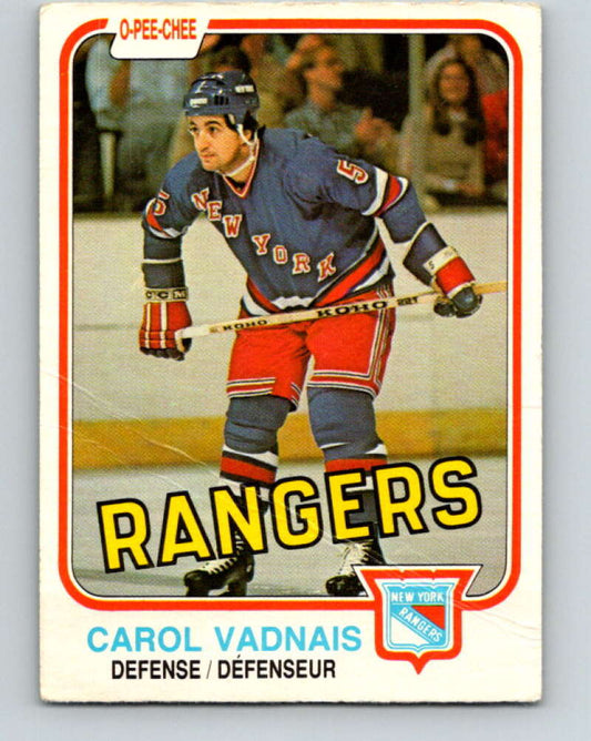 1981-82 O-Pee-Chee #236 Carol Vadnais  New York Rangers  V31187