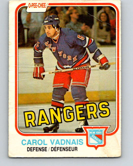 1981-82 O-Pee-Chee #236 Carol Vadnais  New York Rangers  V31188