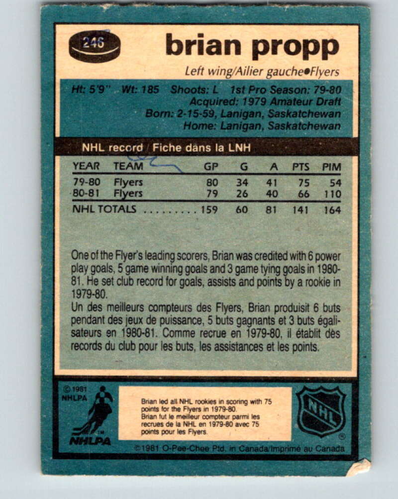 1981-82 O-Pee-Chee #246 Brian Propp  Philadelphia Flyers  V31252