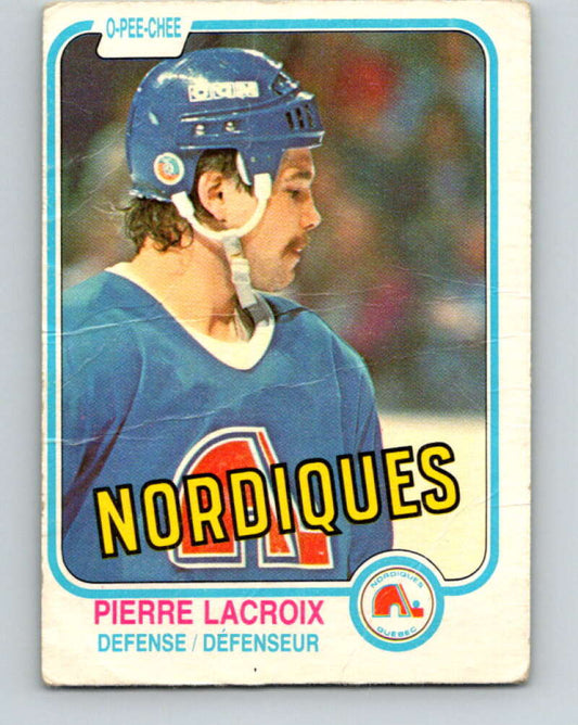 1981-82 O-Pee-Chee #278 Pierre Lacroix  RC Rookie Quebec Nordiques  V31454