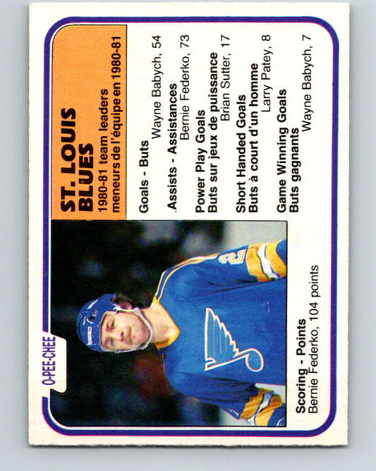 1981-82 O-Pee-Chee #304 Bernie Federko TL  St. Louis Blues  V31637