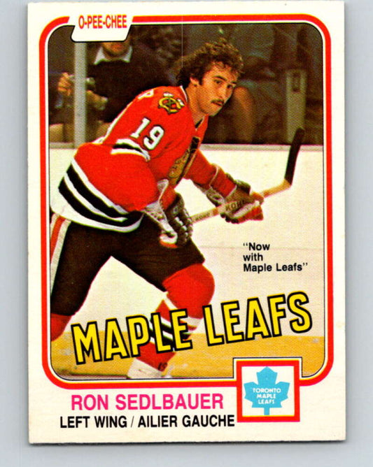 1981-82 O-Pee-Chee #324 Ron Sedlbauer  Toronto Maple Leafs  V31779