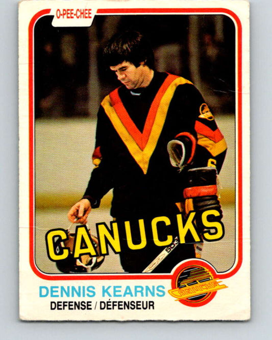 1981-82 O-Pee-Chee #337 Dennis Kearns  Vancouver Canucks  V31881