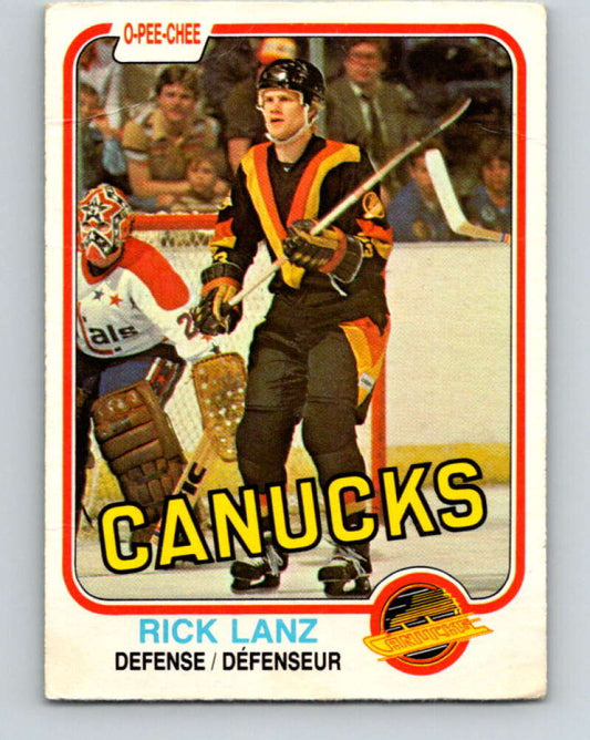 1981-82 O-Pee-Chee #338 Rick Lanz UER  RC Rookie Canucks  V31883