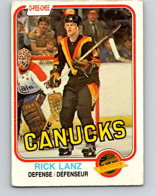 1981-82 O-Pee-Chee #338 Rick Lanz UER  RC Rookie Canucks  V31884