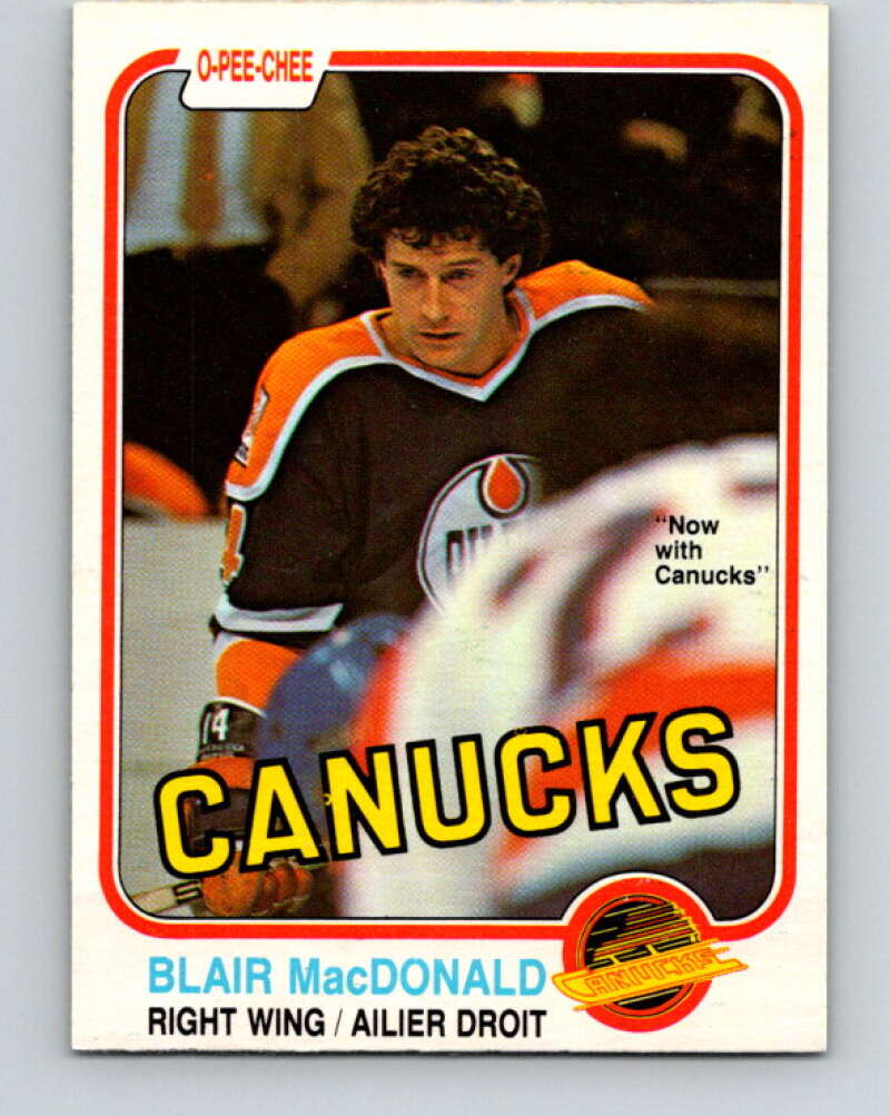 1981-82 O-Pee-Chee #340 Blair MacDonald  Vancouver Canucks  V31895