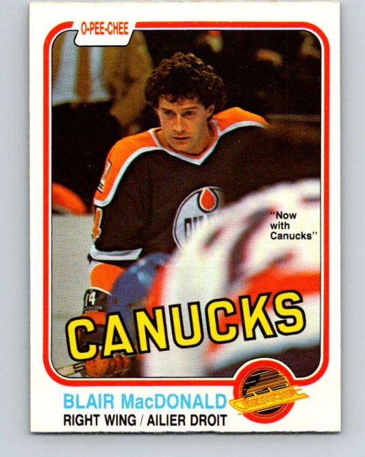 1981-82 O-Pee-Chee #340 Blair MacDonald  Vancouver Canucks  V31896