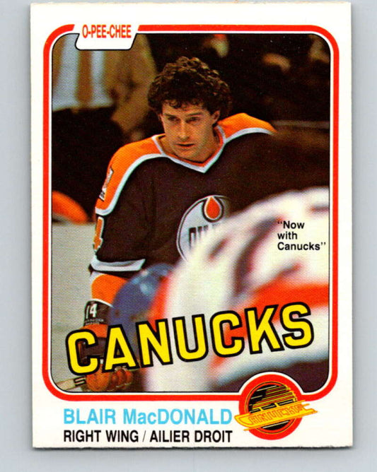 1981-82 O-Pee-Chee #340 Blair MacDonald  Vancouver Canucks  V31900