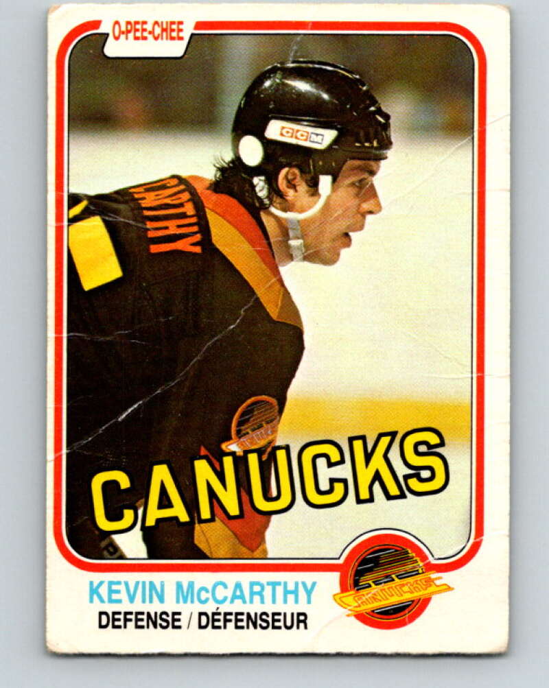 1981-82 O-Pee-Chee #341 Kevin McCarthy  Vancouver Canucks  V31904