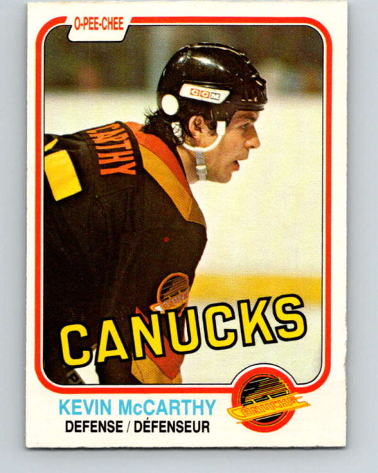 1981-82 O-Pee-Chee #341 Kevin McCarthy  Vancouver Canucks  V31905