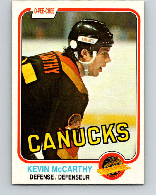 1981-82 O-Pee-Chee #341 Kevin McCarthy  Vancouver Canucks  V31906