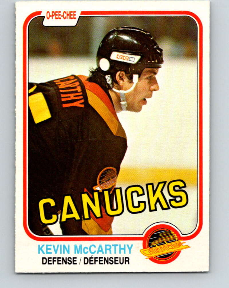 1981-82 O-Pee-Chee #341 Kevin McCarthy  Vancouver Canucks  V31909