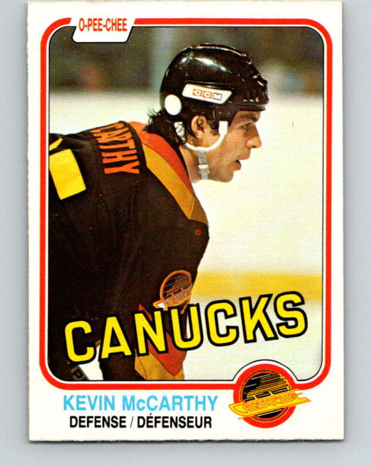 1981-82 O-Pee-Chee #341 Kevin McCarthy  Vancouver Canucks  V31912