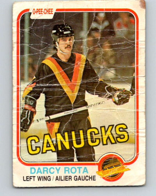 1981-82 O-Pee-Chee #343 Darcy Rota  Vancouver Canucks  V31925