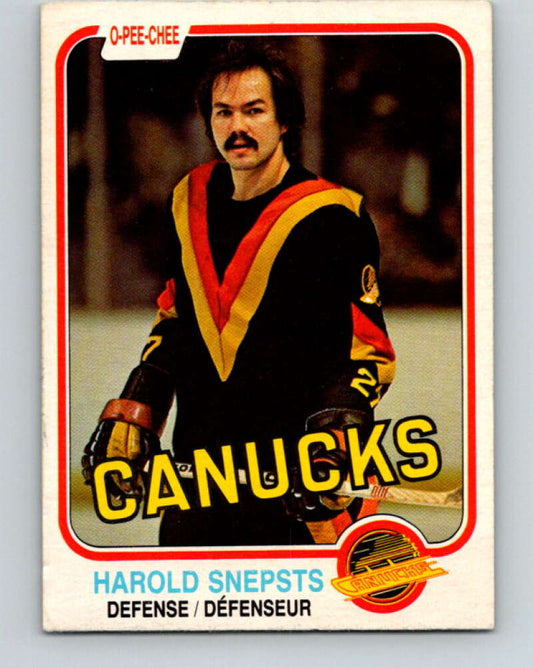 1981-82 O-Pee-Chee #344 Harold Snepsts  Vancouver Canucks  V31929