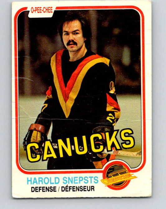 1981-82 O-Pee-Chee #344 Harold Snepsts  Vancouver Canucks  V31932