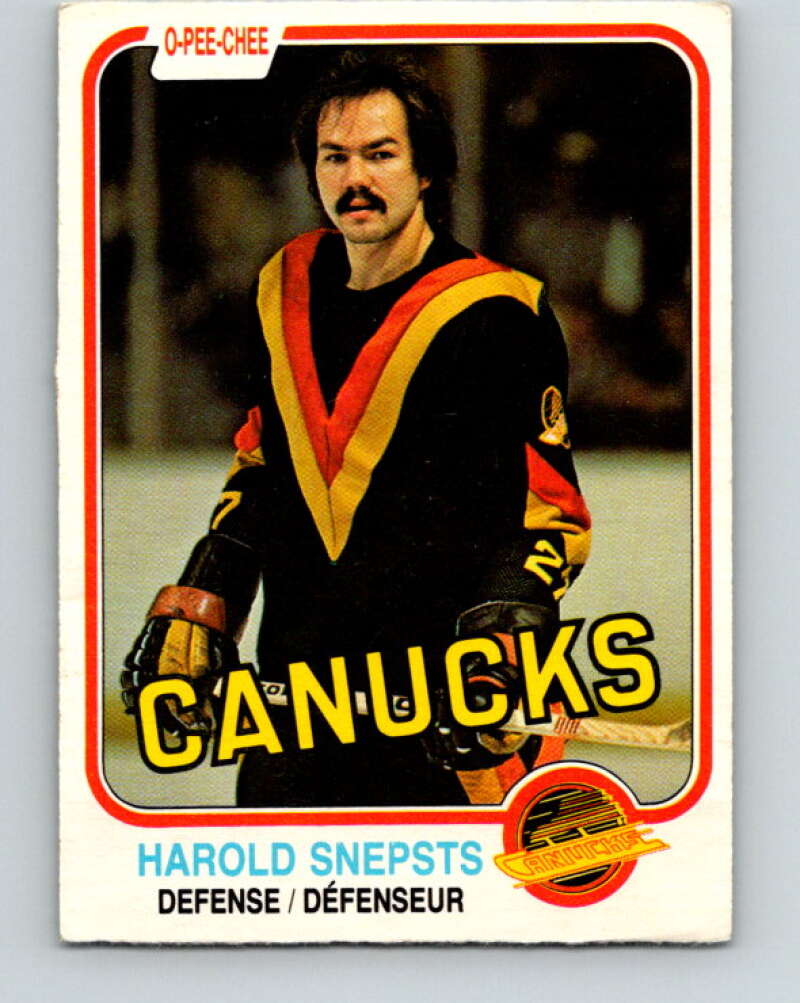 1981-82 O-Pee-Chee #344 Harold Snepsts  Vancouver Canucks  V31935