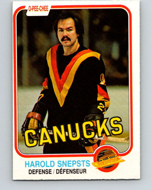 1981-82 O-Pee-Chee #344 Harold Snepsts  Vancouver Canucks  V31936