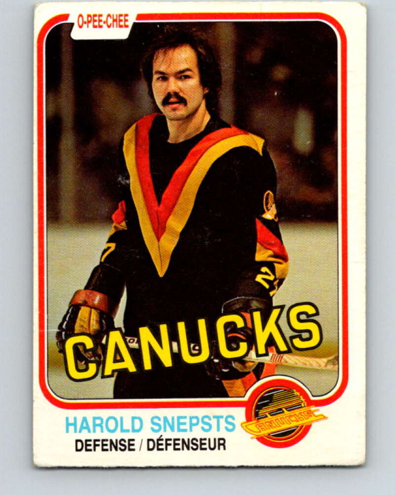 1981-82 O-Pee-Chee #344 Harold Snepsts  Vancouver Canucks  V31937