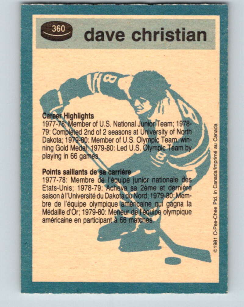 1981-82 O-Pee-Chee #360 Dave Christian  Winnipeg Jets  V32039