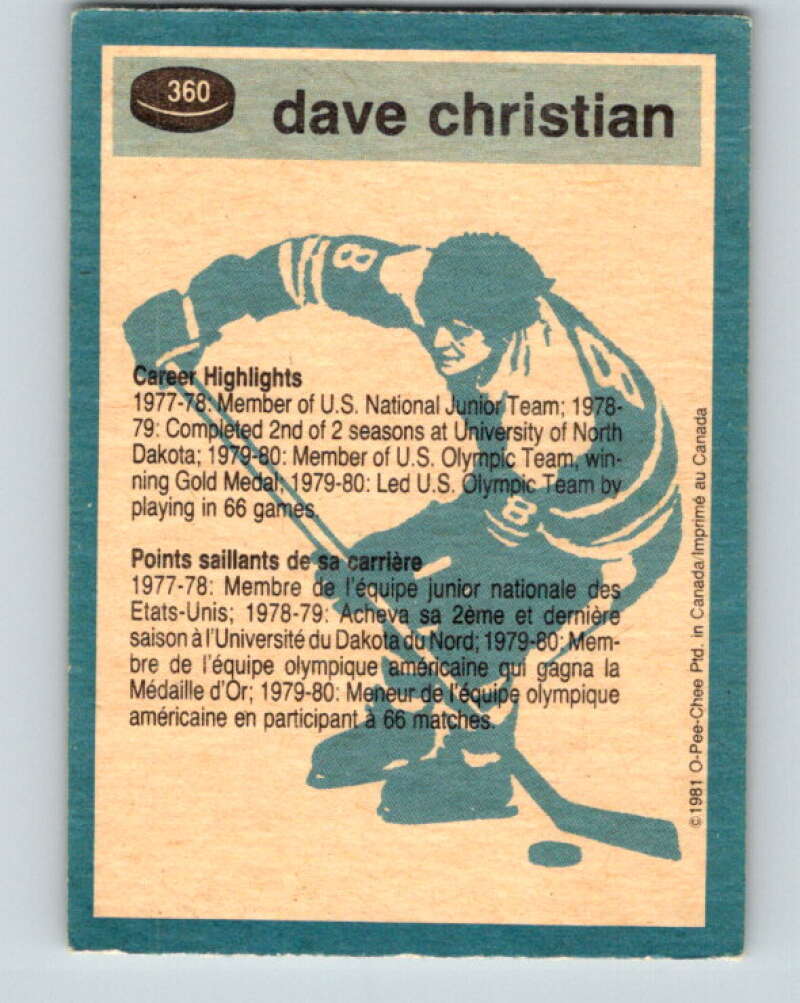 1981-82 O-Pee-Chee #360 Dave Christian  Winnipeg Jets  V32040