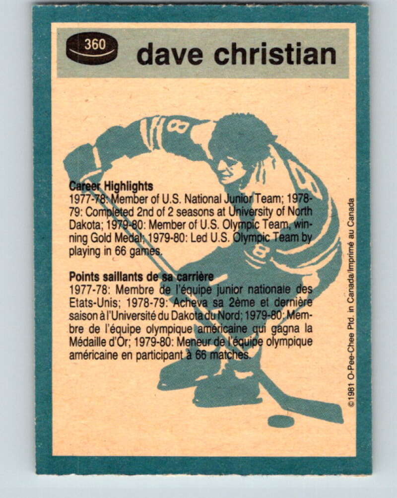 1981-82 O-Pee-Chee #360 Dave Christian  Winnipeg Jets  V32041