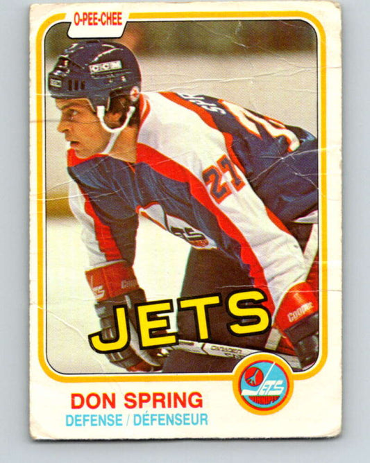 1981-82 O-Pee-Chee #375 Don Spring  RC Rookie Winnipeg Jets  V32150