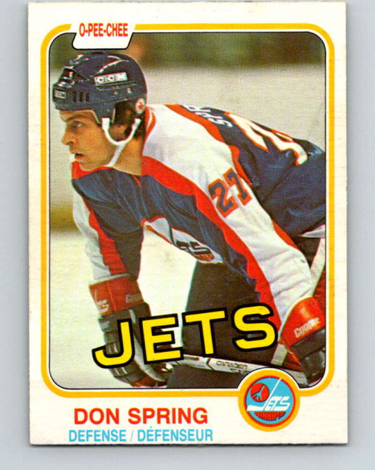 1981-82 O-Pee-Chee #375 Don Spring  RC Rookie Winnipeg Jets  V32151
