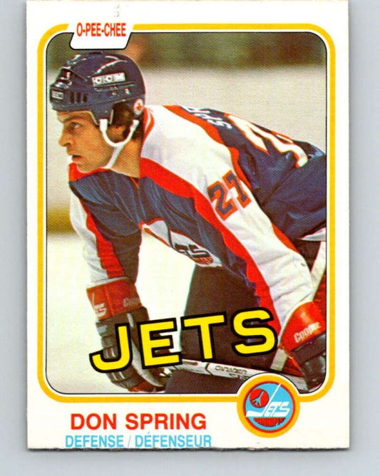 1981-82 O-Pee-Chee #375 Don Spring  RC Rookie Winnipeg Jets  V32152