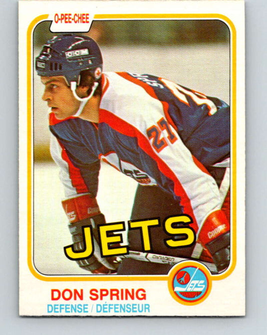1981-82 O-Pee-Chee #375 Don Spring  RC Rookie Winnipeg Jets  V32153