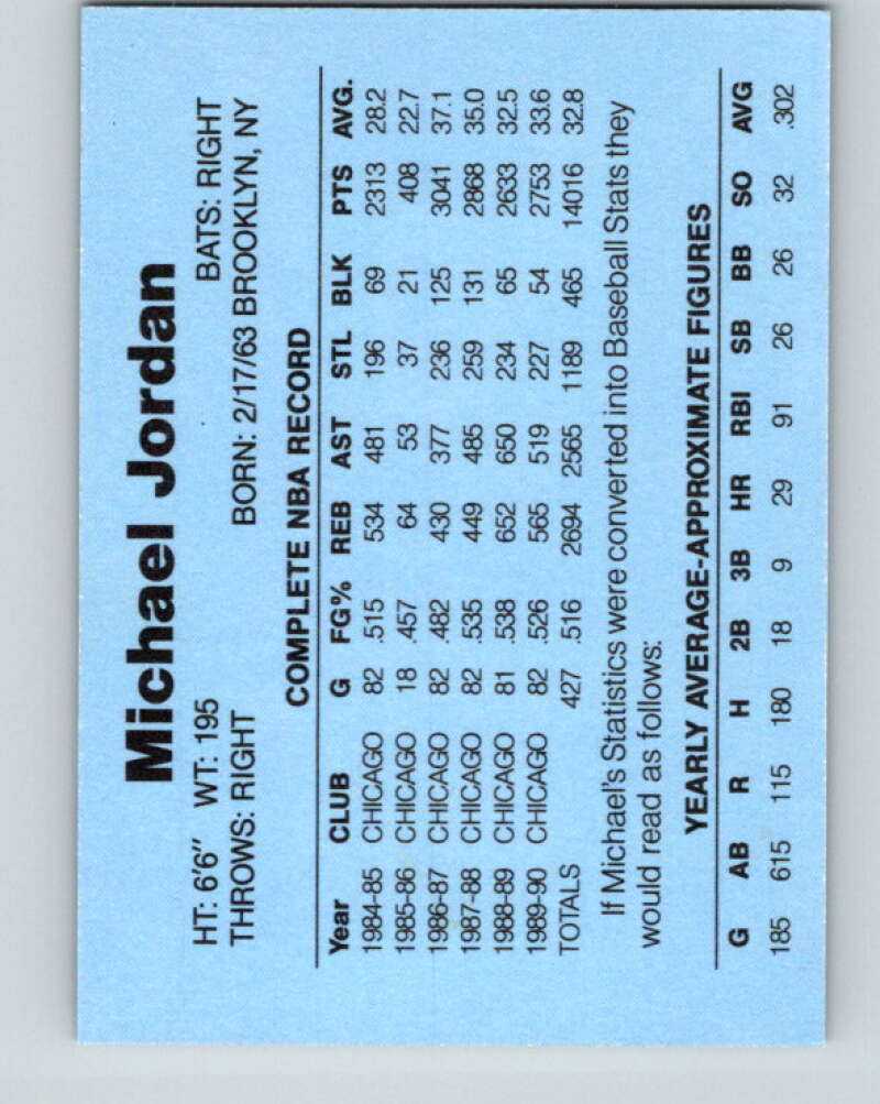 1990 Promo Card #NNO Michael Jordan Batting Baseball PROMO V32396