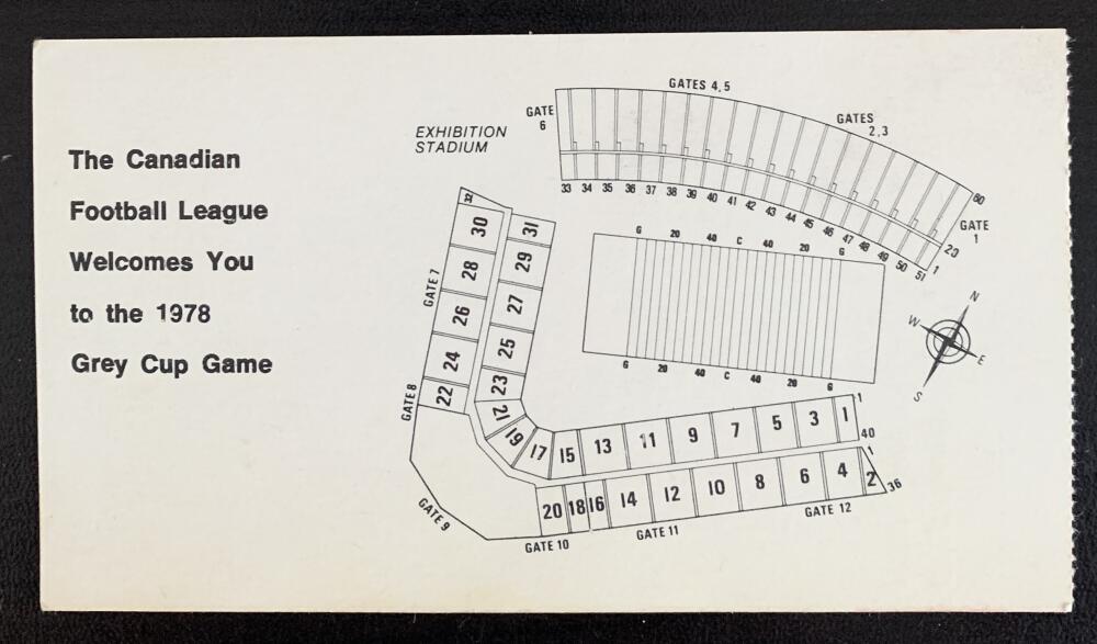 1978 CFL Grey Cup Ticket Toronto Exhibition Stadium Montreal Edmonton