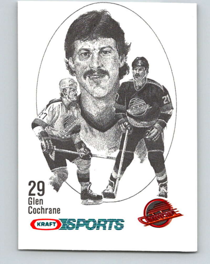 1986-87 NHL Kraft Drawings Glen Cochrane Canucks V32500