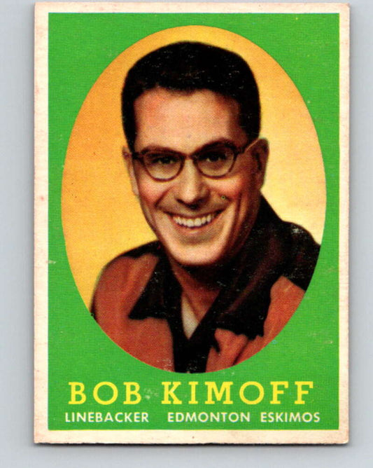 1958 Topps CFL Football #75 Bob Kimoff, Edmonton Eskimos  V32579