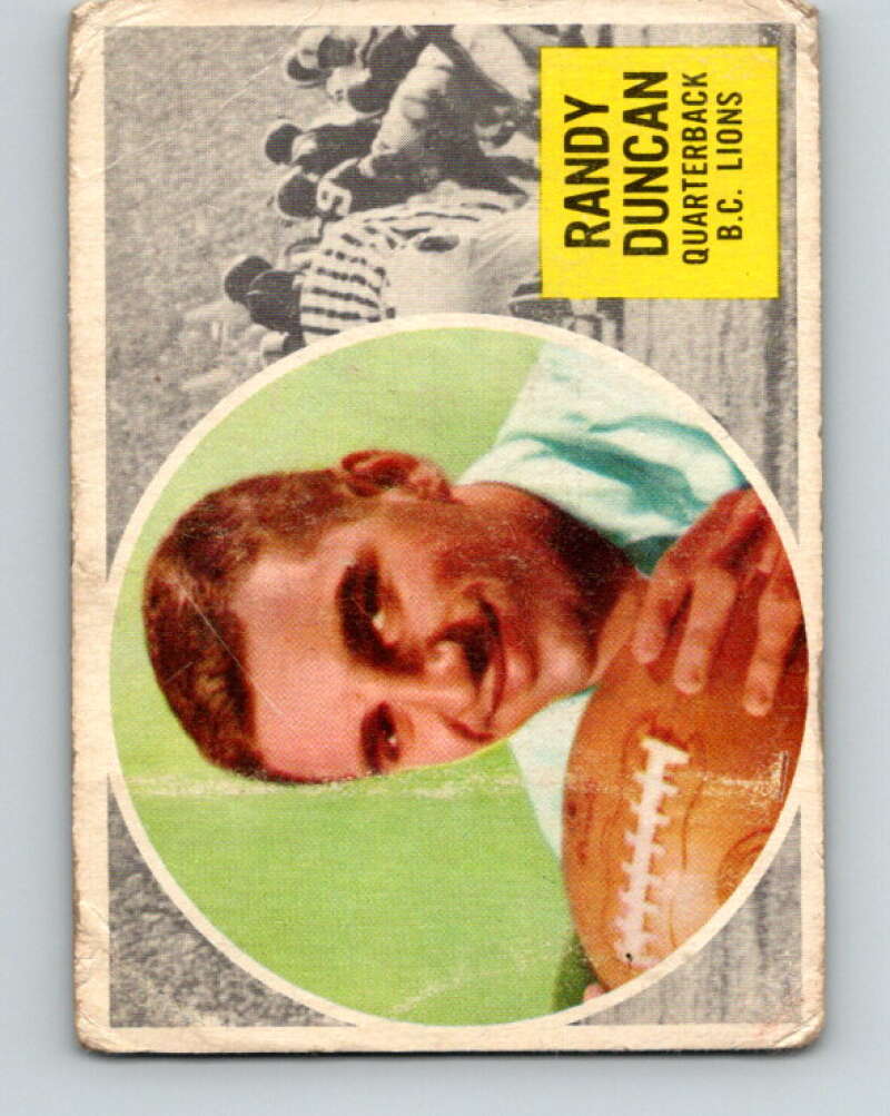 1960 Topps CFL Football #5 Randy Duncan, B.C.Lions  V32684