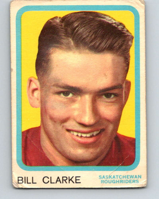1963 Topps CFL Football #66 Bill Clarke, Sask. Roughriders  V32741
