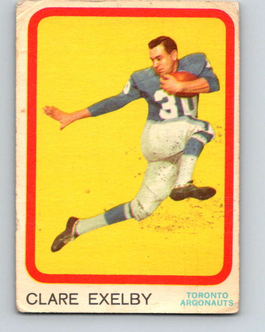1963 Topps CFL Football #72 Clare Exelby, Toronto Argonauts  V32744