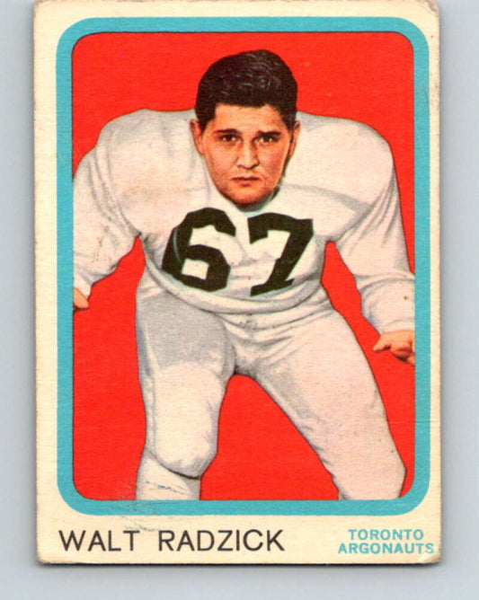 1963 Topps CFL Football #76 Walt Radzick, Toronto Argonauts  V32745