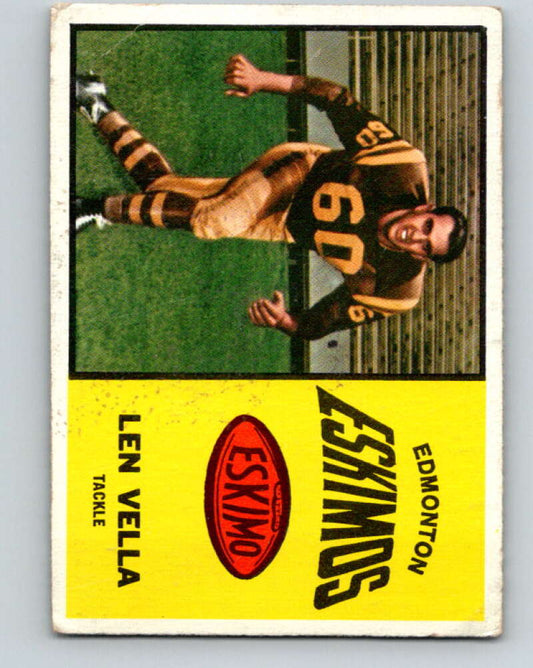 1964 Topps CFL Football #25 Len Vella, Edmonton Eskimos  V32760